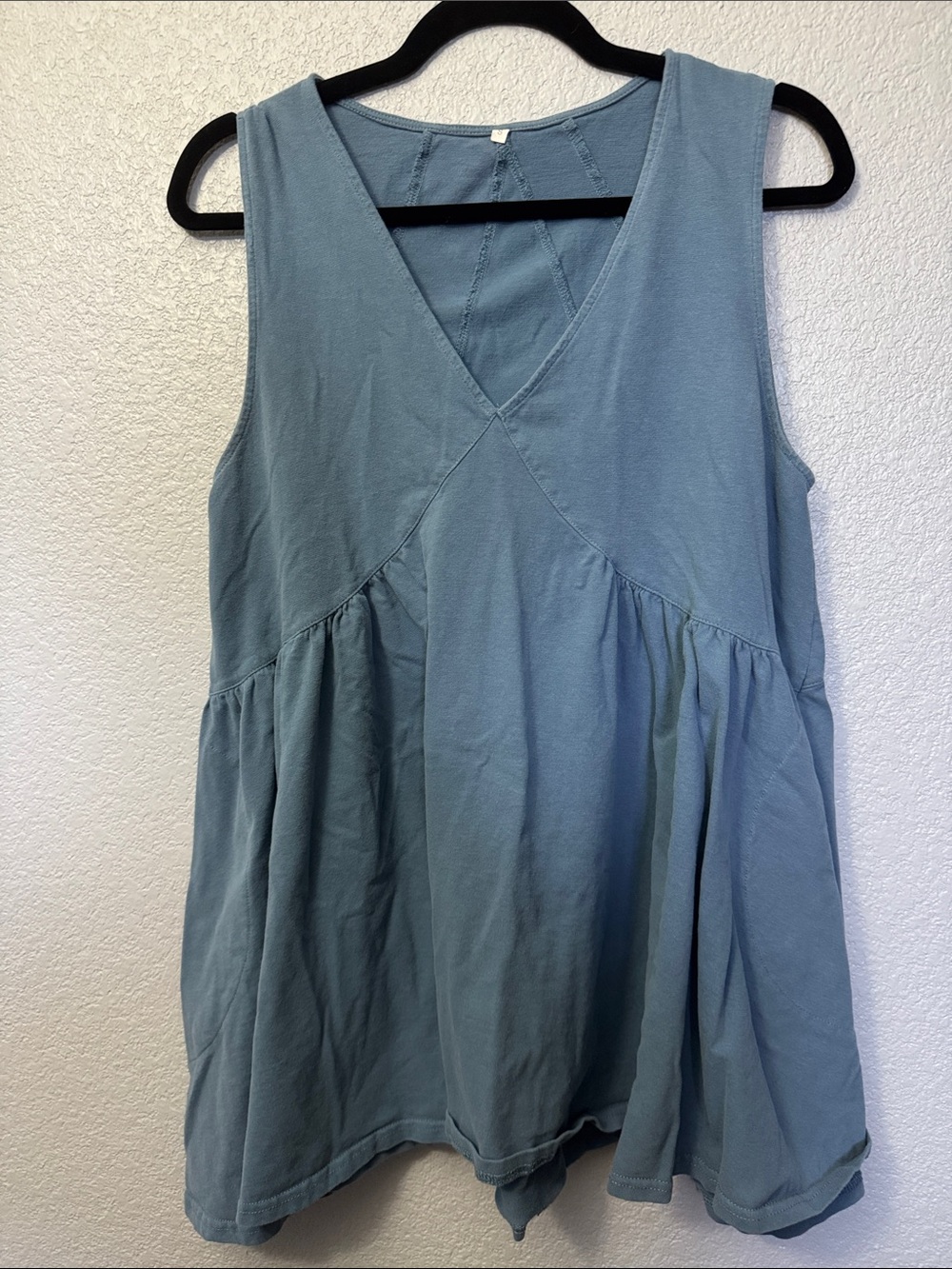 Sleeveless V-Neck Peplum Top in Dusty Blue